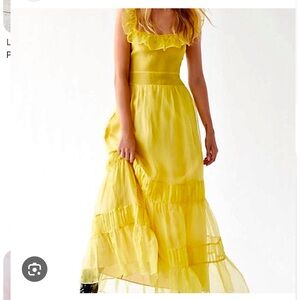 LoveShackFancy Yellow Johanne Organza Maxi Dress size 2